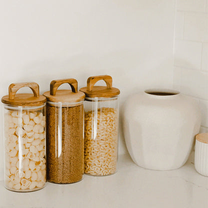 ROUND GLASS JAR with ACACIA LID